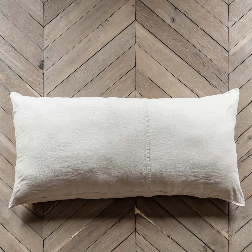200 LINTEX Coussin rectangle en lin lavé - Pierre