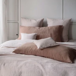 200 LINTEX Coussin rectangle en lin lavé - Rose Argile