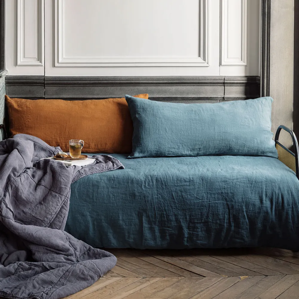 200 LINTEX Coussin rectangle en lin lavé - Brique de Sienne