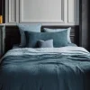 200 LINTEX Coussin rectangle en lin lavé - Bleu Pétrole