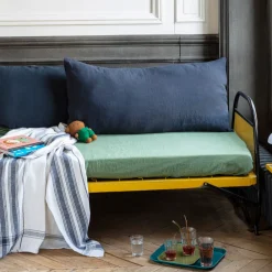 200 LINTEX Coussin rectangle en lin lavé - Bleu Encre