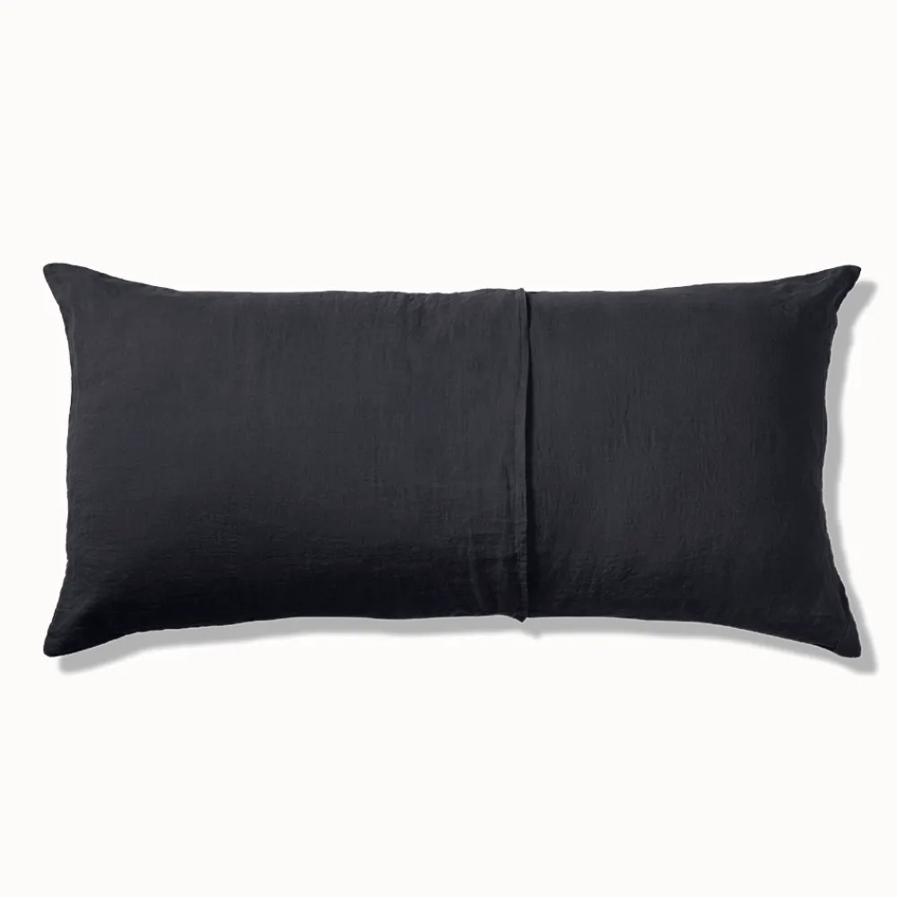 200 LINTEX Coussin rectangle en lin lavé - Bleu Encre