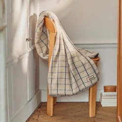 2138 TESSILECHITI Couverture Merci - Carreaux Bleu Shibori