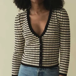 Women Dôen - Cardigan Chandel - Beige à rayures