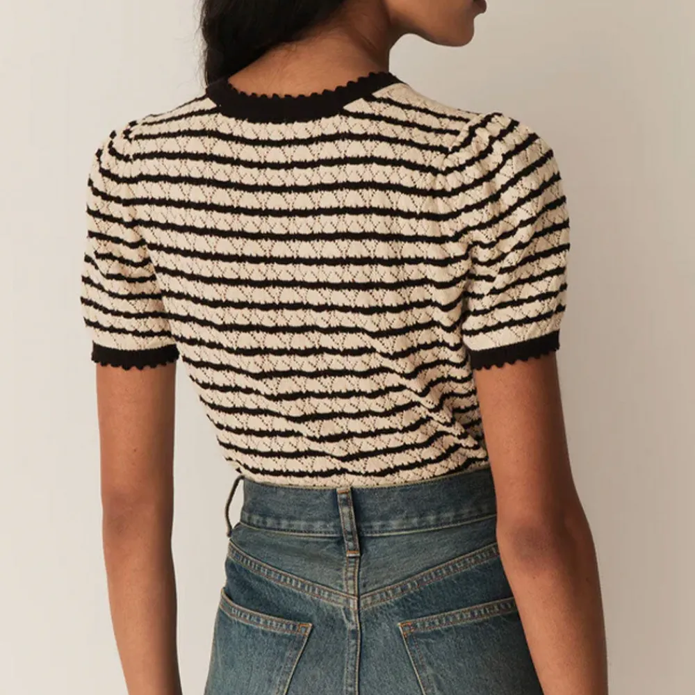 Women DOEN Dôen - T-shirt Brandie - Beige rayé