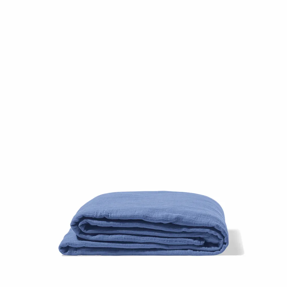 2100 GAZEX Drap plat en gaze de coton - Bleu Pompidou
