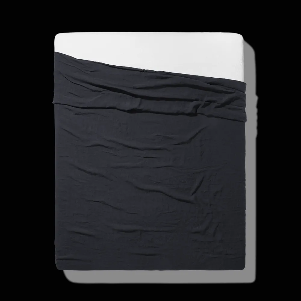 200 LINTEX Drap plat en lin lavé - Bleu Encre