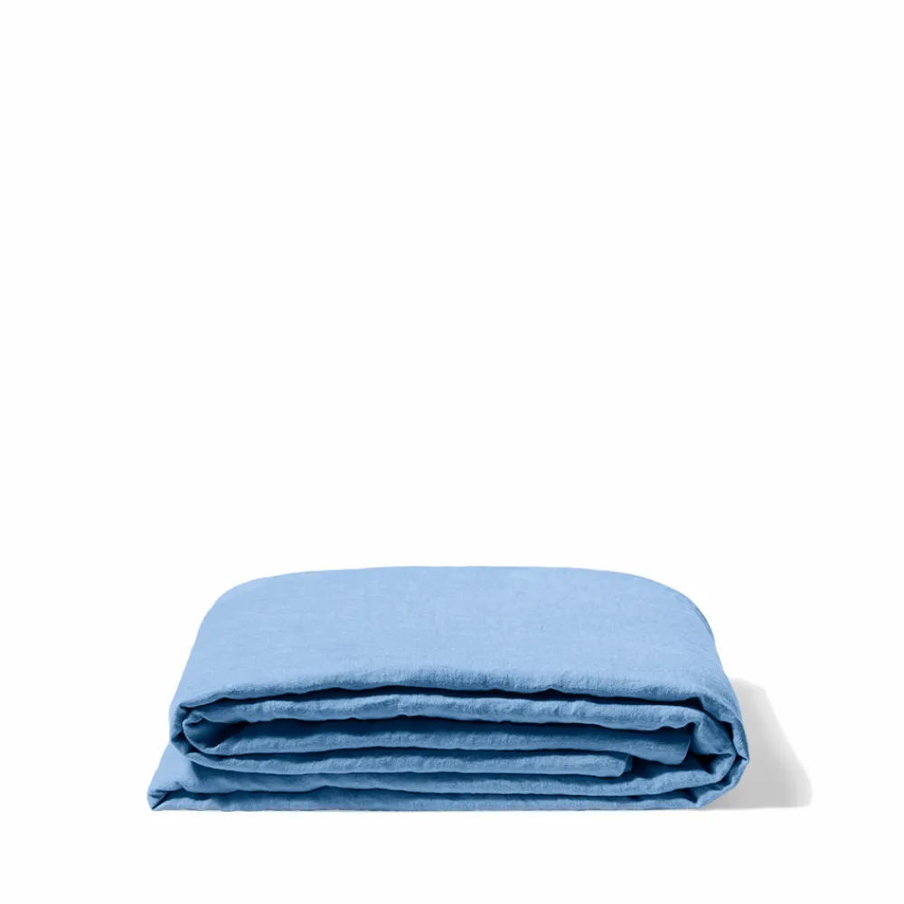 200 LINTEX Drap plat en lin lavé - Bleu Tyrrhénien