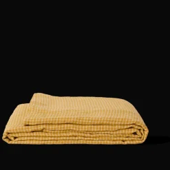 200 LINTEX Drap plat en lin lavé - Carreaux Jaune Asahi