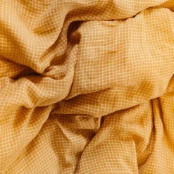 200 LINTEX Drap plat en lin lavé - Carreaux Jaune Asahi