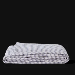200 LINTEX Drap plat en lin lavé - Carreaux Bleu Shibori