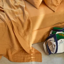 200 LINTEX Drap plat en lin lavé - Jaune Asahi