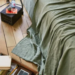 200 LINTEX Drap plat en lin lavé - Vert Komorebi
