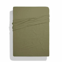 1700 COTEX Drap plat en percale de coton - Vert Camouflage