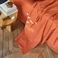 1700 COTEX Drap plat en percale de coton - Rouge Ocre