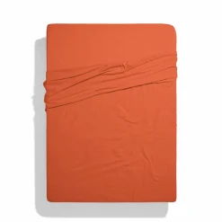 1700 COTEX Drap plat en percale de coton - Rouge Ocre