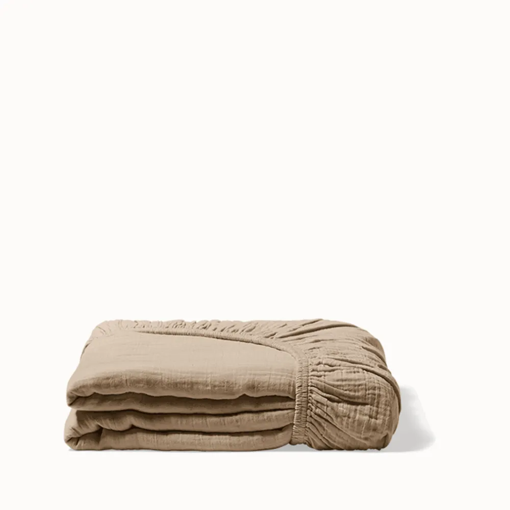 2100 GAZEX Drap-housse en gaze de coton - Beige Quai de Seine
