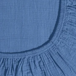 2100 GAZEX Drap-housse en gaze de coton - Bleu Pompidou