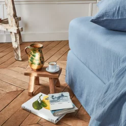 2100 GAZEX Drap-housse en gaze de coton - Bleu Zinc