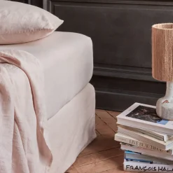 200 LINTEX Drap-housse en lin lavé - Beige Rosé