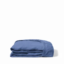 200 LINTEX Drap-housse en lin lavé - Bleu Paros