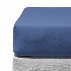 200 LINTEX Drap-housse en lin lavé - Bleu Paros