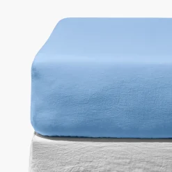 200 LINTEX Drap-housse en lin lavé - Bleu Tyrrhénien