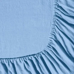 200 LINTEX Drap-housse en lin lavé - Bleu Tyrrhénien