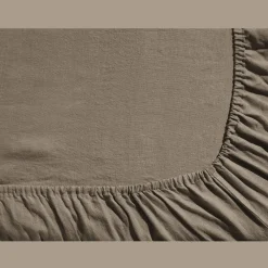 200 LINTEX Drap-housse en lin lavé - Brun Cha Iro