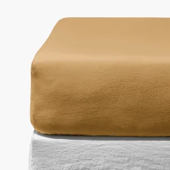 200 LINTEX Drap-housse en lin lavé - Jaune Asahi