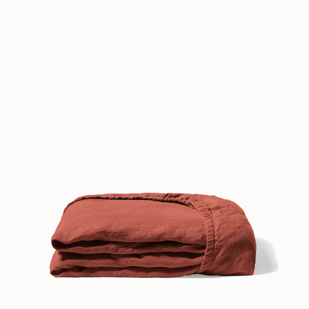200 LINTEX Drap-housse en lin lavé - Rouge Urushi