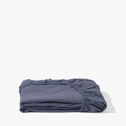 1700 COTEX Drap-housse en percale de coton - Bleu d'Orage