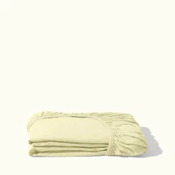 1700 COTEX Drap-housse en percale de coton - Jaune Yuzu