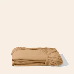 1700 COTEX Drap-housse en percale de coton - Brun Sarrasin