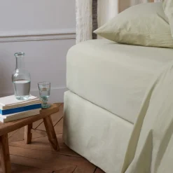 1700 COTEX Drap-housse en percale de coton - Vert Sauge