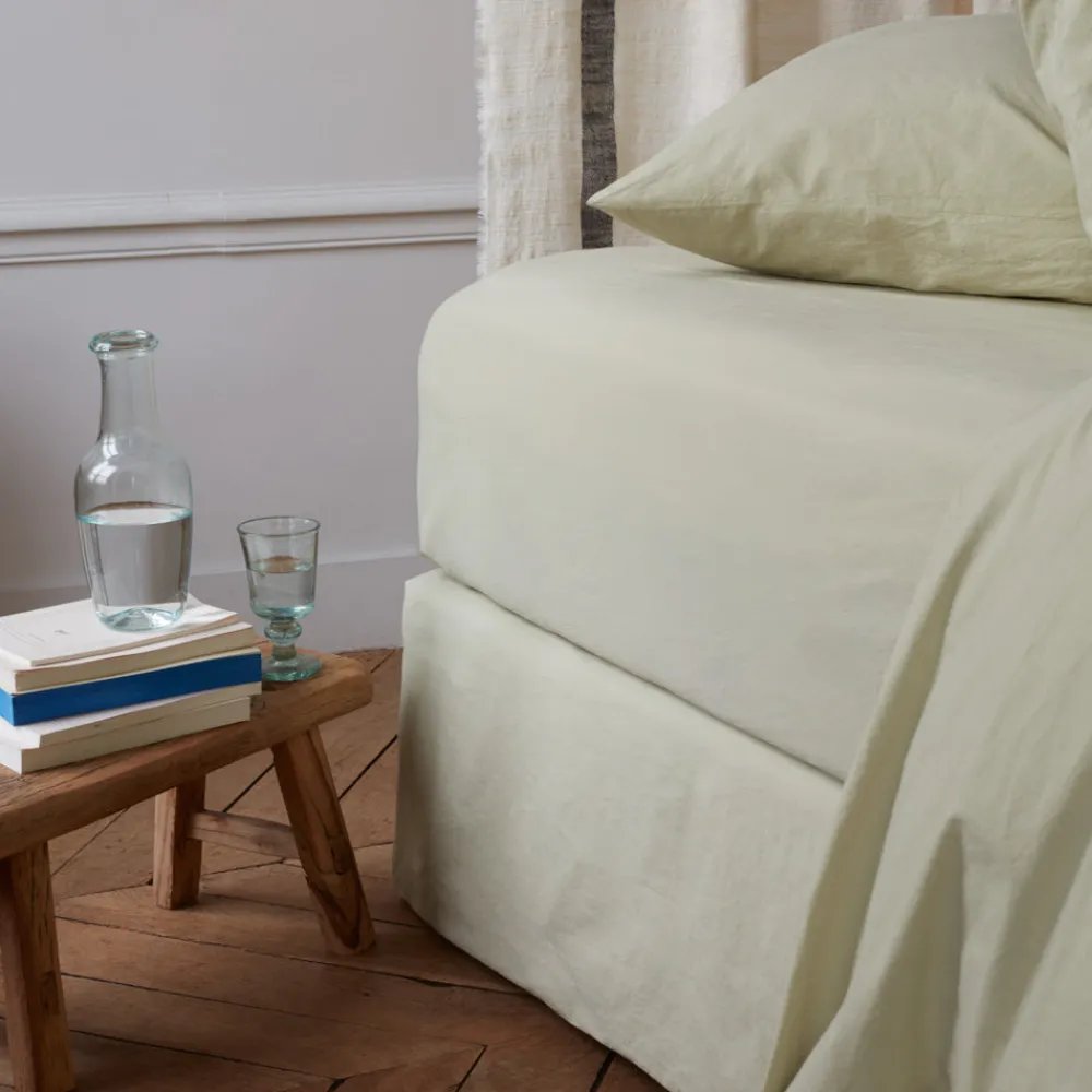 1700 COTEX Drap-housse en percale de coton - Vert Sauge