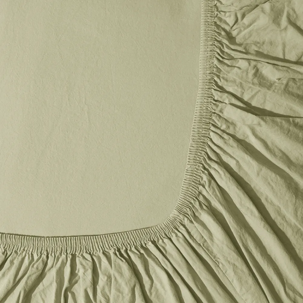1700 COTEX Drap-housse en percale de coton - Vert Sauge
