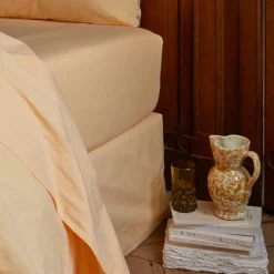 1700 COTEX Drap-housse en percale de coton - Jaune Orge