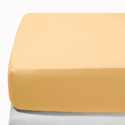 1700 COTEX Drap-housse en percale de coton - Jaune Orge