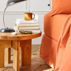 1700 COTEX Drap-housse en percale de coton - Rouge Ocre