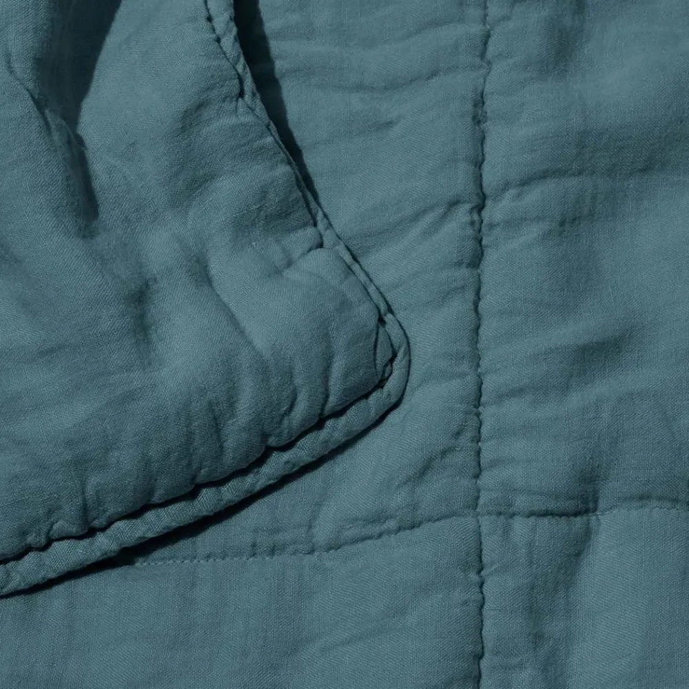 1700 COTEX Édredon en 100% lin lavé - Bleu Pétrole