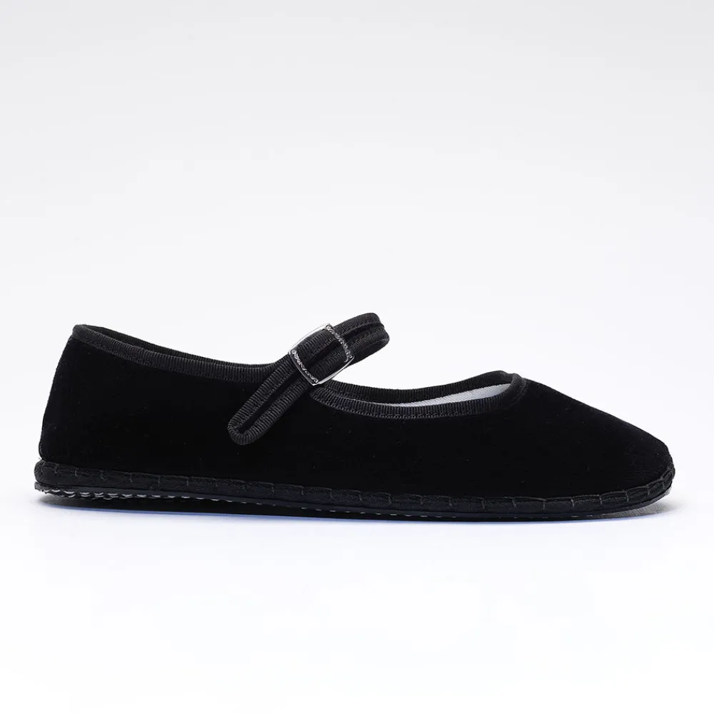 Women Drogheria Crivellini - Ballerines Jane Velvelt à attache - Noir