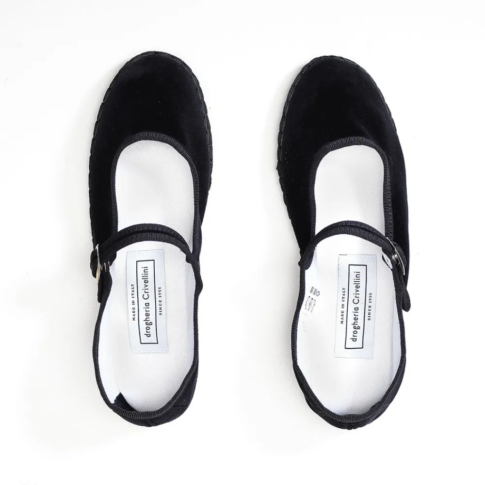 Women Drogheria Crivellini - Ballerines Jane Velvelt à attache - Noir