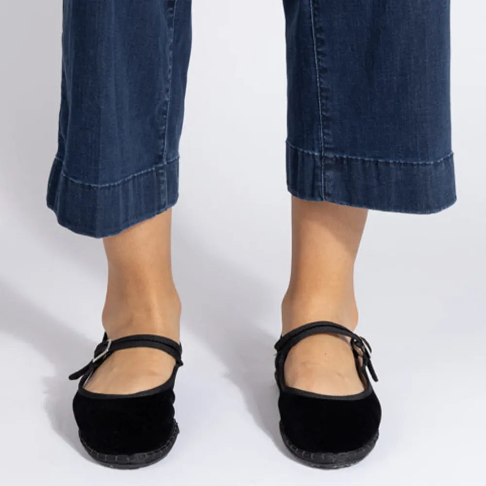 Women Drogheria Crivellini - Ballerines Jane Velvelt à attache - Noir