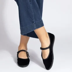 Women Drogheria Crivellini - Ballerines Jane Velvelt à attache - Noir