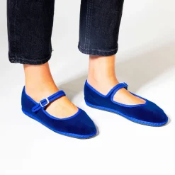 Women Drogheria Crivellini - Ballerines Jane Velvelt à attache - Bleu