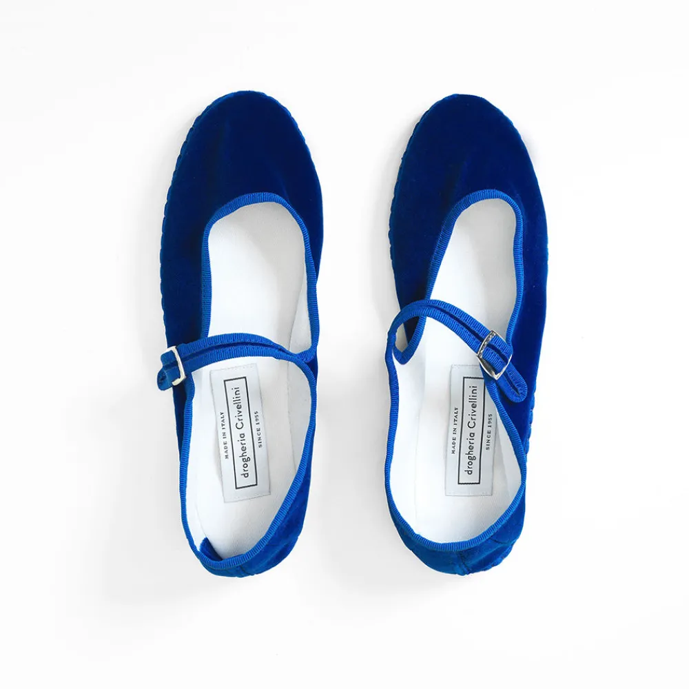 Women Drogheria Crivellini - Ballerines Jane Velvelt à attache - Bleu
