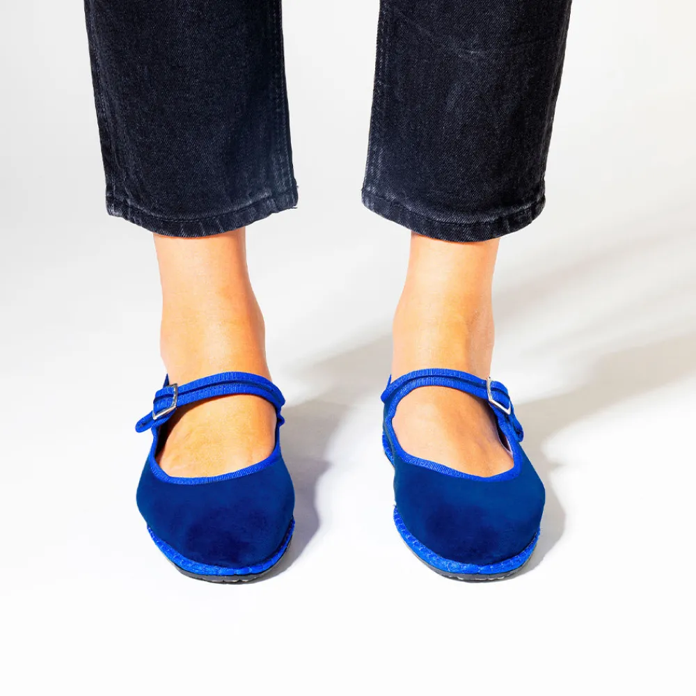 Women Drogheria Crivellini - Ballerines Jane Velvelt à attache - Bleu