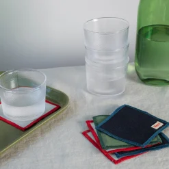 200 LINTEX Ensemble de 6 dessous de verre en lin lavé - Vert d'Anduze
