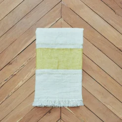 631 LIBECO Fouta Belge en lin - Rayures Moutarde
